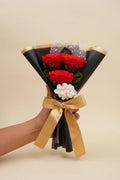 Handmade 3 Red Roses with Forget-Me-Nots by Fourloom, photo 1