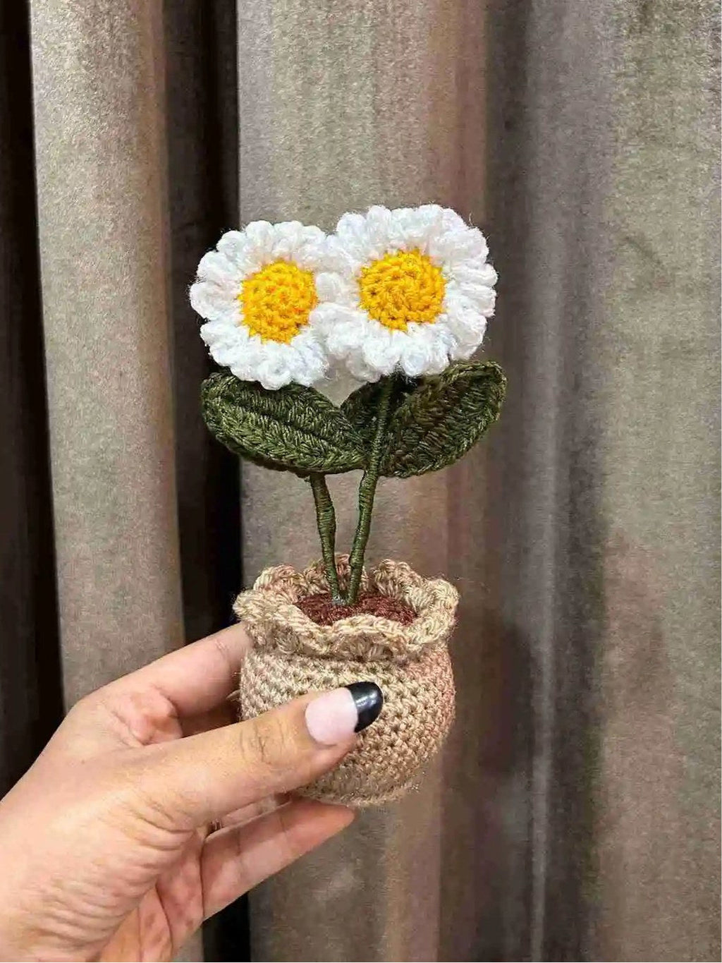 Handmade Double Daisy Crochet Pot by Fourloom, photo 2