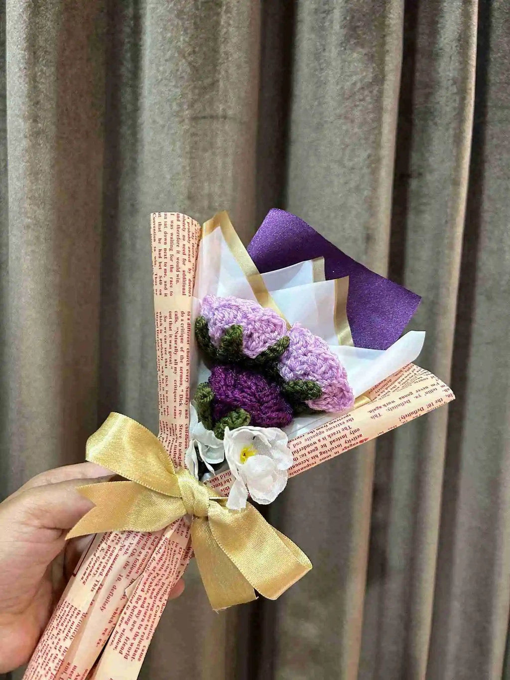 Handmade Lavender Rose Bouquet by Fourloom, photo 4