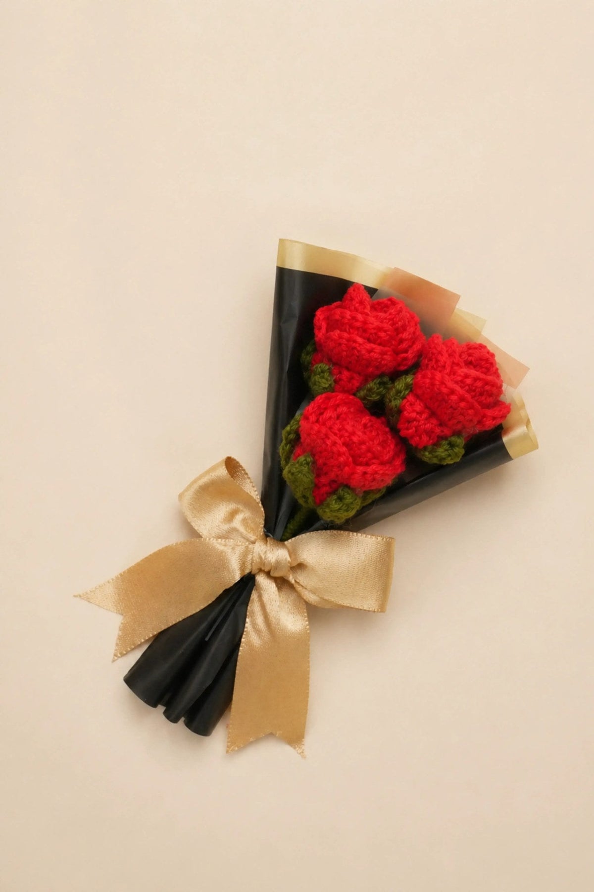 Handmade Mini 3 Red Rose Bouquet by Fourloom, photo 2