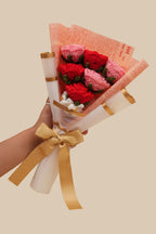 Handmade Pink and Red Roses Bouquet by Fourloom, photo 5