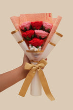Handmade Pink and Red Roses Bouquet by Fourloom, photo 6