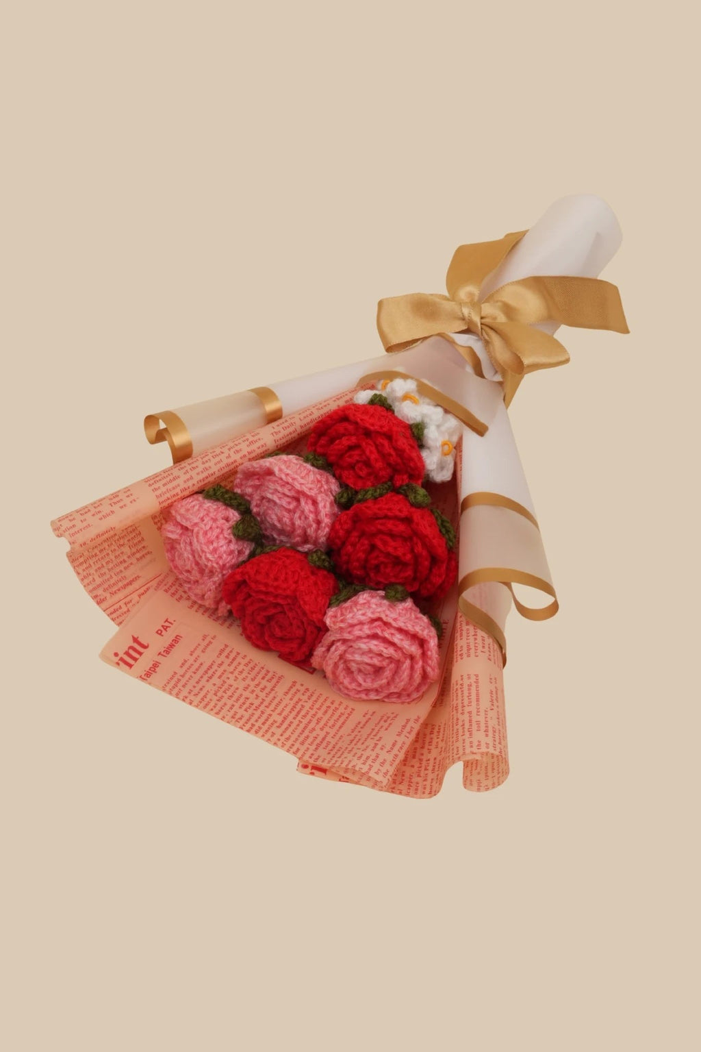 Handmade Pink and Red Roses Bouquet by Fourloom, photo 6