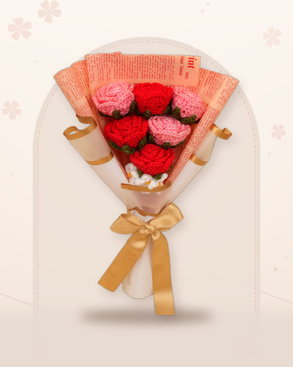Handmade Pink and Red Roses Bouquet by Fourloom, photo 2