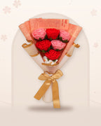 Handmade Pink and Red Roses Bouquet by Fourloom, photo 2