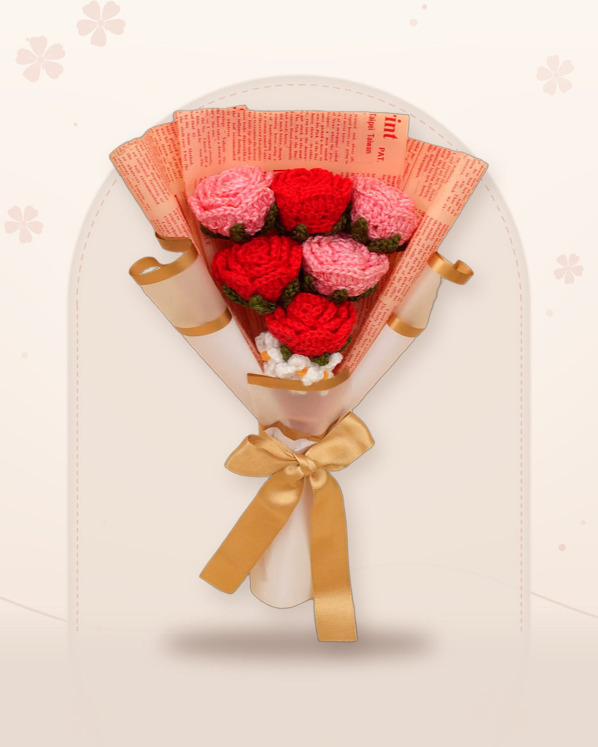 Handmade Pink and Red Roses Bouquet by Fourloom, photo 2