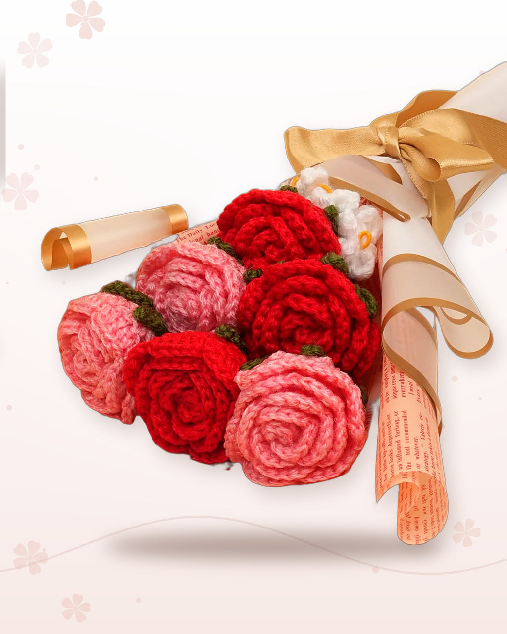 Handmade Pink and Red Roses Bouquet by Fourloom, photo 3