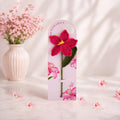 Handmade pink lily crochet flower wish card by Fourloom