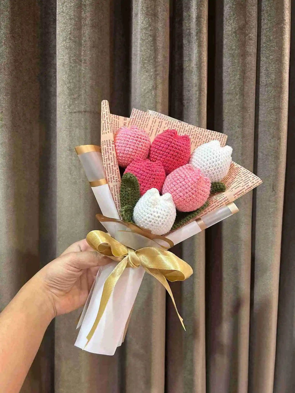 Handmade Pink Tulip Bouquet by Fourloom, photo 2