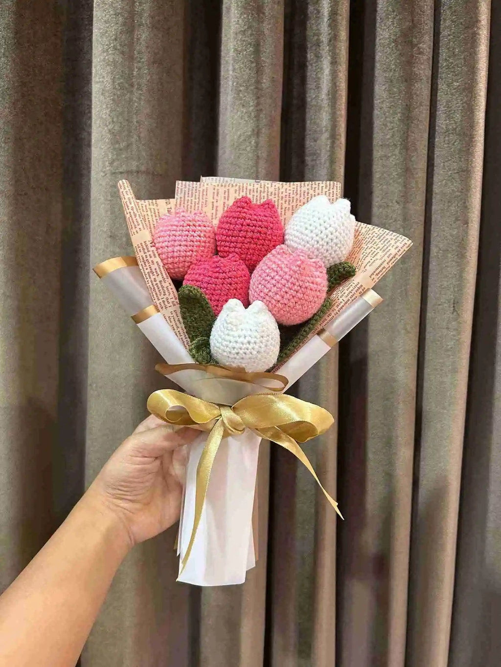 Handmade Pink Tulip Bouquet by Fourloom, photo 3