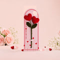 Handmade red heart crochet flower wish card by Fourloom