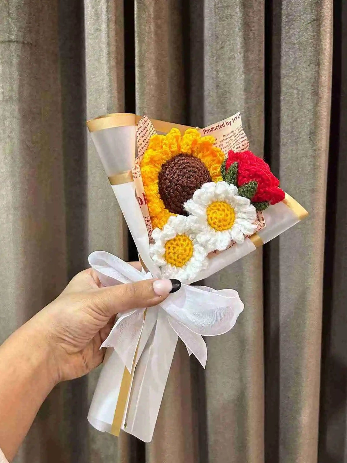 Handmade Sunflower Rose Daisy Bouquet by Fourloom, photo 1