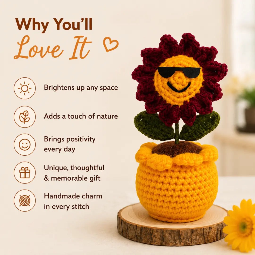 Handmade Sunny Sunglasses Crochet Pot by Fourloom, photo 3