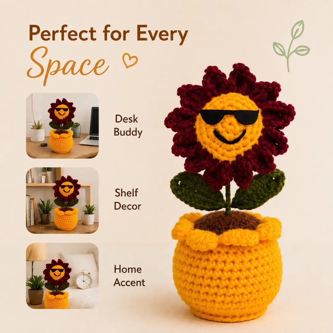 Handmade Sunny Sunglasses Crochet Pot by Fourloom, photo 5